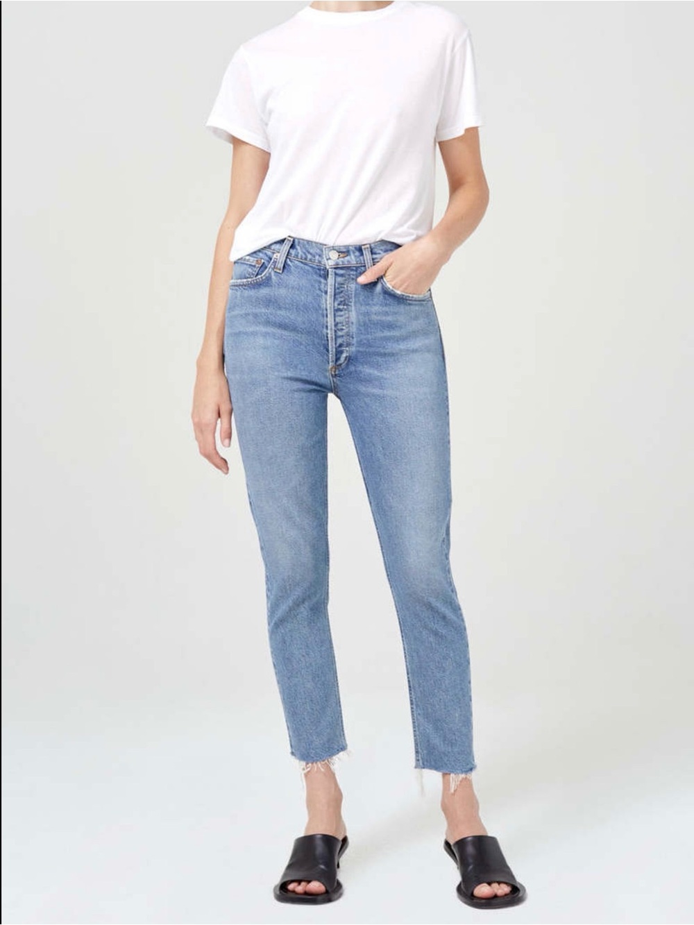 AGOLDE Nico High Rise Slim Fit Light Wash Distressed Jeans